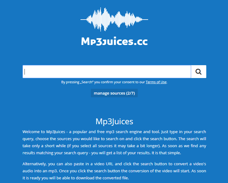 Mp3juice websites homepage