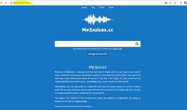 mp3juice website's screenshot