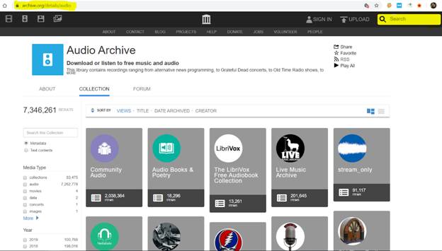 archive.org audio search