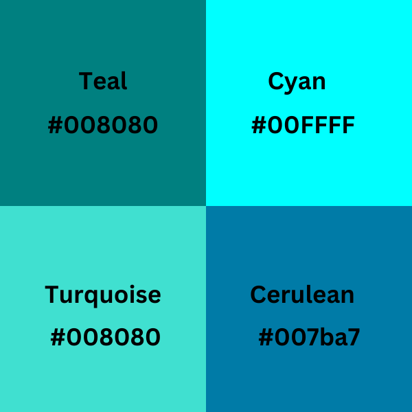 Types of Blue-Green Color: Teal, Cyan, Turquoise & Cerulean
