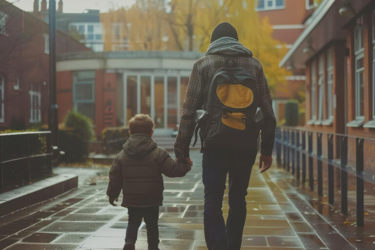 A parent walking handinhand with their child