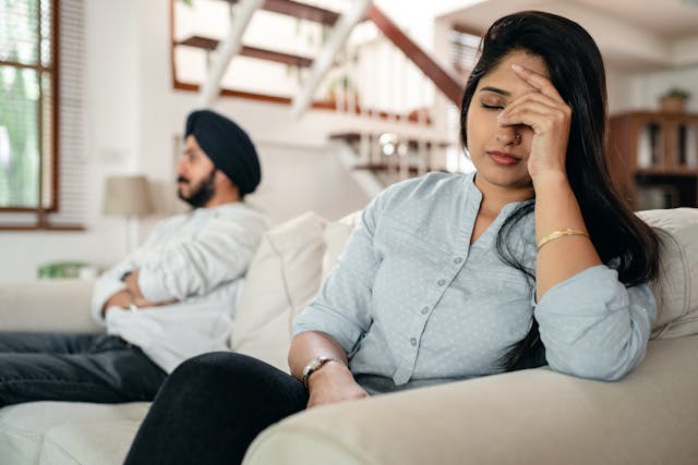 Upset young couple after conflict