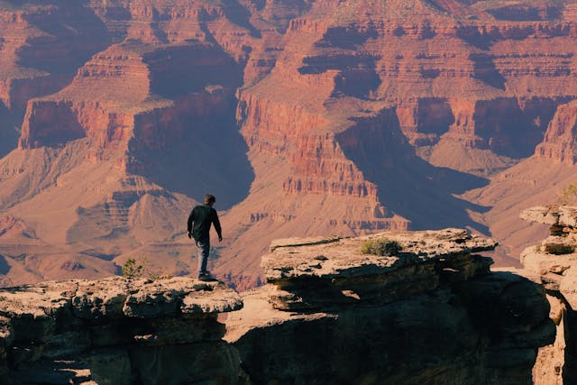 Bird's Eye-view of a Man on Grand Canyon Mountain