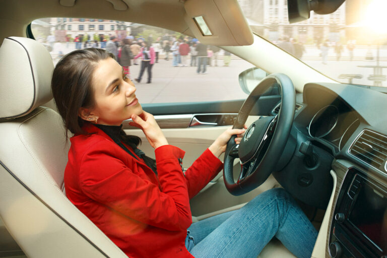 woman driving a car