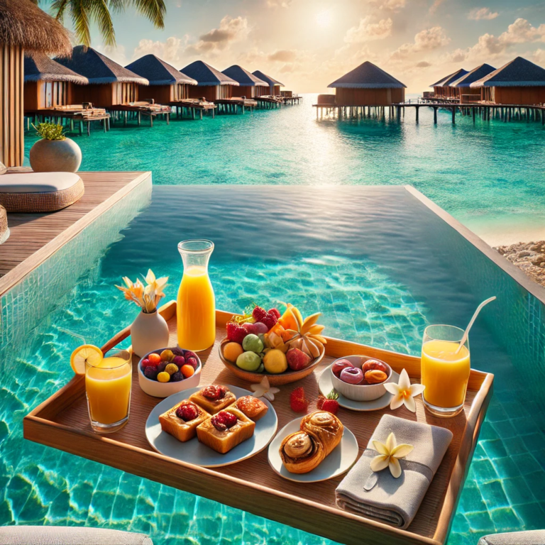 floating breakfast in Maldives