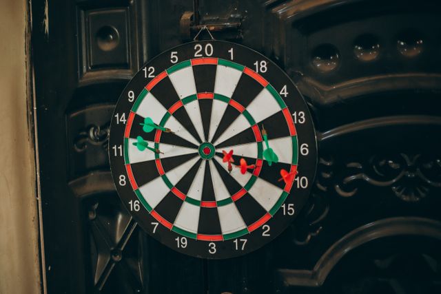dartboard cabinet and snooker cues